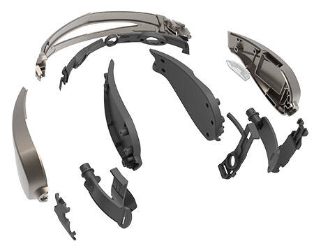 An exploded view of a headset for treating ADHD in children without the use of drugs