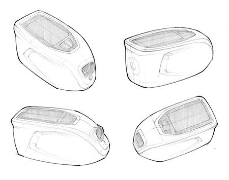 sketches of Normatec muscle recovery device