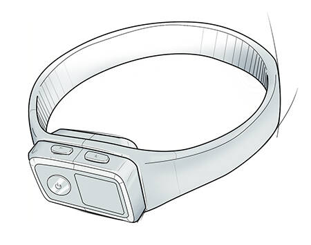 Early concept sketch for a smart dog-collar with built in GPS tracking